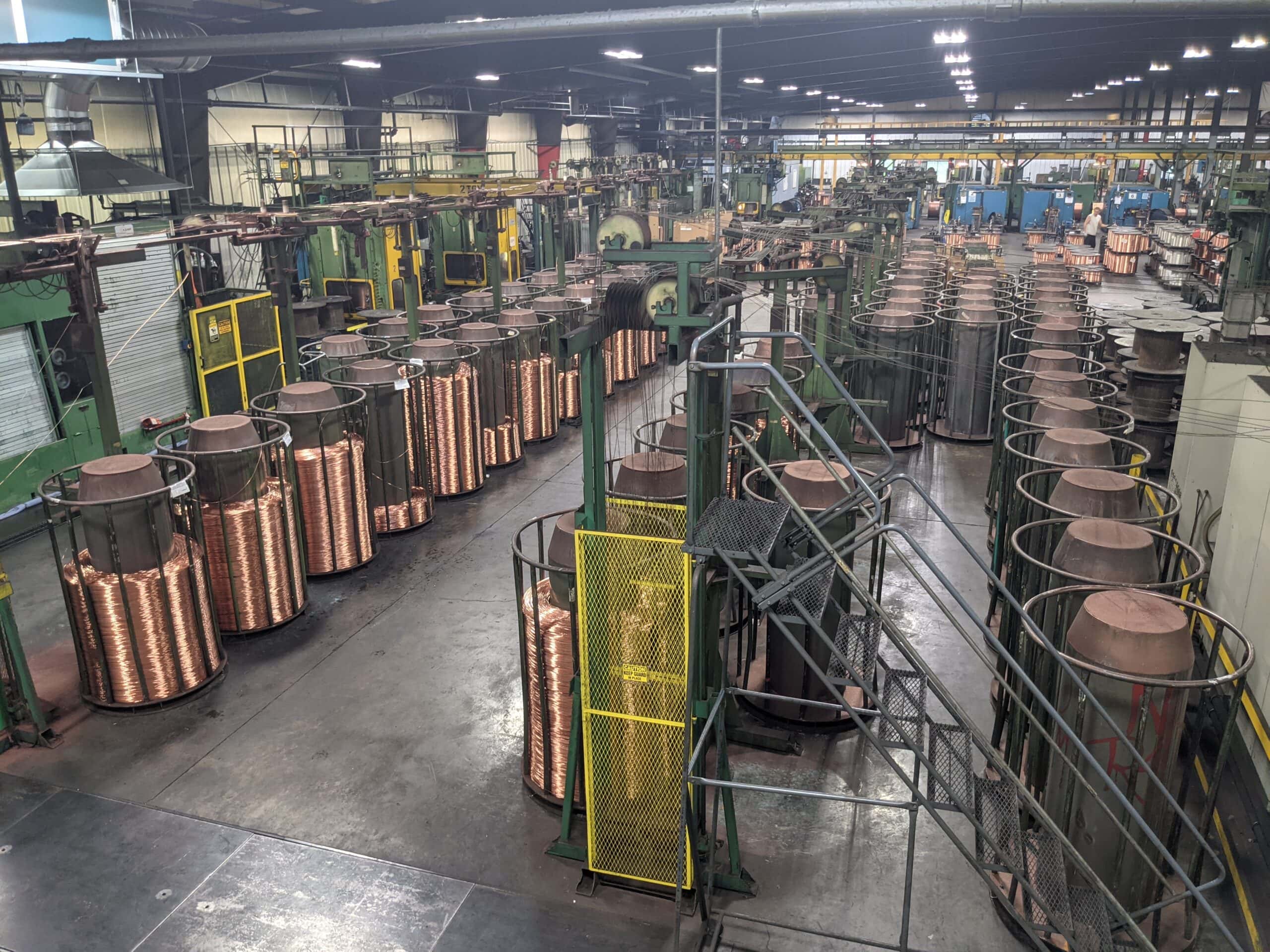 Spools of insulated and bare copper wire